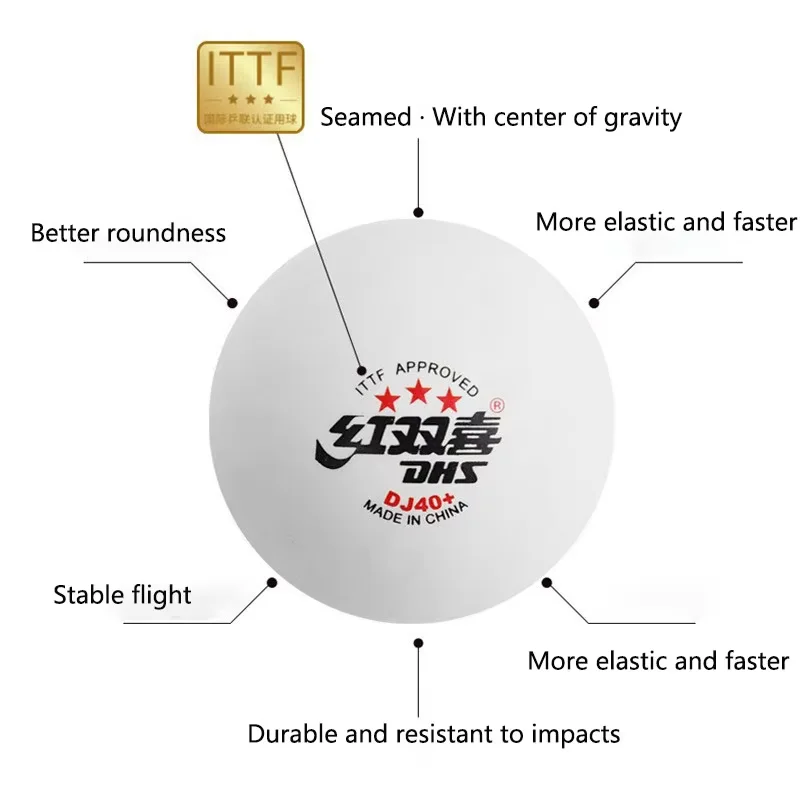 New DHS DJ40+ Table Tennis Bal - Table Tennis Tournament recension och pris