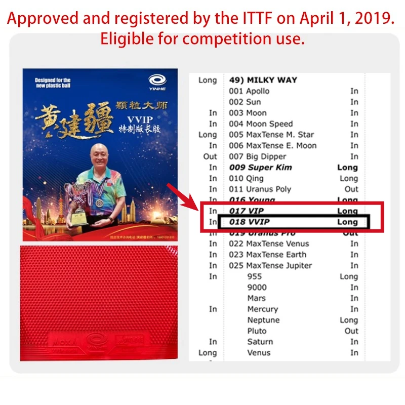 YINHE Huang Jianjiang  VVIP Ta - Table Tennis Market recension och pris